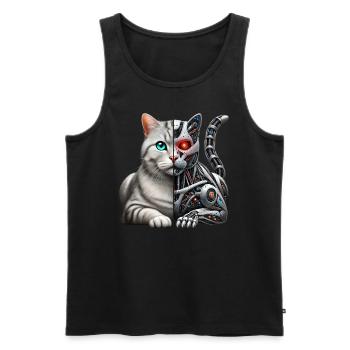 Funny Robot Cat Tech Cats Cyborg Animal Cat - Men's Premium Organic Tank Top - black - Front - Michal (187cm)