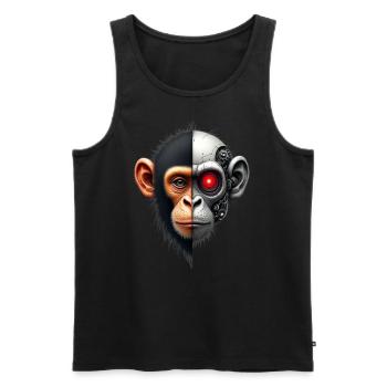 Lustiger Roboter Kunst Affe Cyborg Tier AI Monkey - Männer Premium Bio Tank Top - Schwarz - Vorne - Michal (187cm)
