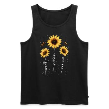 Fleurs d’été Fleur Inspiration Dicton de motivation - Débardeur bio Premium Homme - noir - Devant - Michal (187cm)