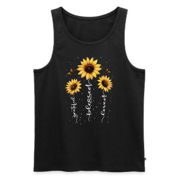 Fleurs d’été Fleur Inspiration Dicton de motivation - Débardeur bio Premium Homme - noir - Devant - Michal (187cm)