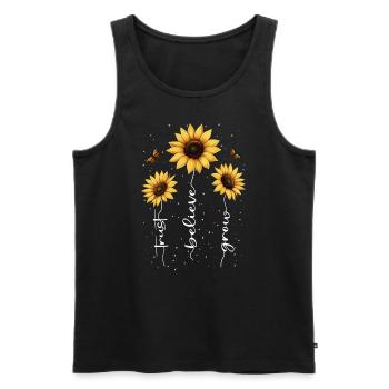 Fleurs d’été Fleur Inspiration Dicton de motivation - Débardeur bio Premium Homme - noir - Devant - Michal (187cm)