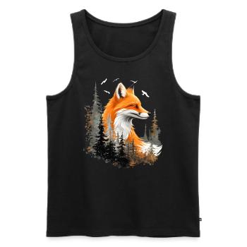 Renard amoureux des bois fleurs Art Renards Renard mignon - Débardeur bio Premium Homme - noir - Devant - Michal (187cm)