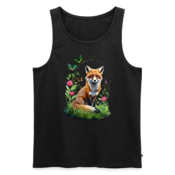 Fox Lover Woodland Flowers Art Foxes Cute Fox - Men's Premium Organic Tank Top - black - Front - Michal (187cm)