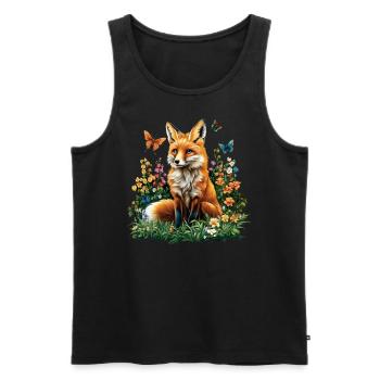 Fox Lover Woodland Flowers Art Foxes Cute Fox - Men's Premium Organic Tank Top - black - Front - Michal (187cm)