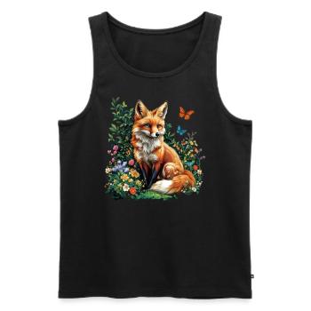 Fox Lover Woodland Flowers Art Foxes Cute Fox - Men's Premium Organic Tank Top - black - Front - Michal (187cm)