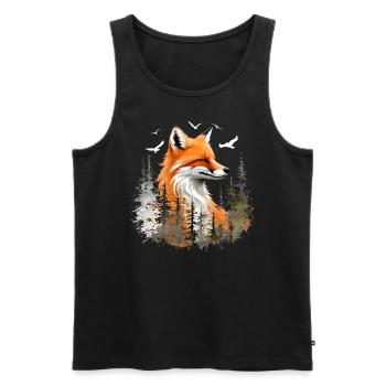Fox Lover Woodland Flowers Art Foxes Cute Fox - Men's Premium Organic Tank Top - black - Front - Michal (187cm)