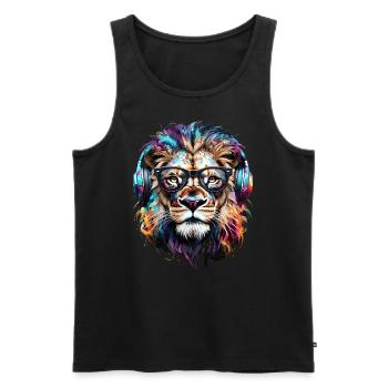 Lion Lover Wildlife Safari Art Lion Colorful - Men's Premium Organic Tank Top - black - Front - AI Model Male 178 light (178cm)