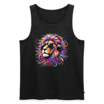 Lion Lover Wildlife Safari Art Lion Colorful - Men's Premium Organic Tank Top - black - Front - AI Model Male 178 light (178cm)