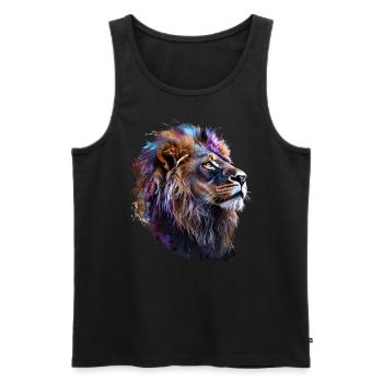 Lion Lover Faune Safari Art Lion Coloré - Débardeur bio Premium Homme - noir - Devant - Michal (187cm)