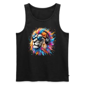 Lion Lover Wildlife Safari Art Lion Colorful - Men's Premium Organic Tank Top - black - Front - AI Model Male 178 light (178cm)