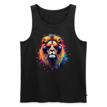 Lion Lover Faune Safari Art Lion Coloré - Débardeur bio Premium Homme - noir - Devant - Michal (187cm)