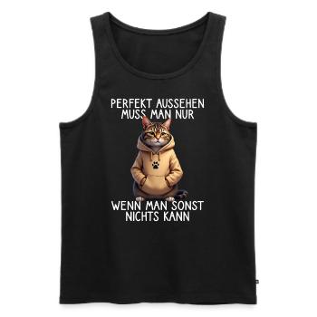 Funny Cats Saying Animal Lover Funny Cat Cat - Men's Premium Organic Tank Top - black - Front - Michal (187cm)