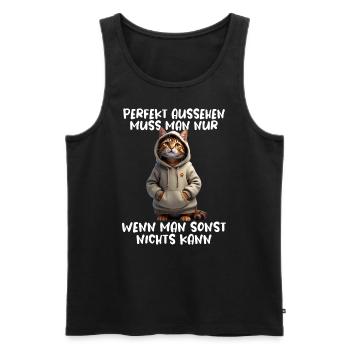 Funny Cats Saying Animal Lover Funny Cat Cat - Men's Premium Organic Tank Top - black - Front - Michal (187cm)