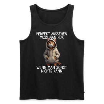 Funny Cats Saying Animal Lover Funny Cat Cat - Men's Premium Organic Tank Top - black - Front - Michal (187cm)
