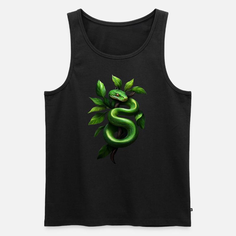 Grüner Baumpython Schlangen Liebhaber Terrarium - Männer Premium Bio Tank Top - Schwarz