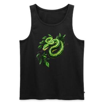Arbre vert Python Serpents Amoureux Terrarium - Débardeur bio Premium Homme - noir - Devant - AI Model Male 178 light (178cm)
