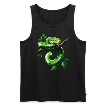 Arbre vert Python Serpents Amoureux Terrarium - Débardeur bio Premium Homme - noir - Devant - AI Model Male 178 light (178cm)