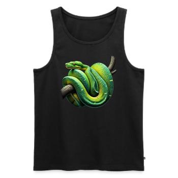 Arbre vert Python Serpents Amoureux Terrarium - Débardeur bio Premium Homme - noir - Devant - AI Model Male 178 light (178cm)