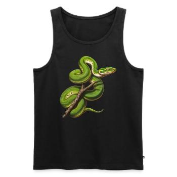 Arbre vert Python Serpents Amoureux Terrarium - Débardeur bio Premium Homme - noir - Devant - AI Model Male 178 light (178cm)