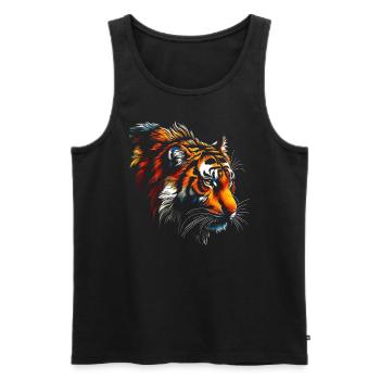 Lustiges Tiger Kunst Tier Natur Wildtier Tiere Zoo - Männer Premium Bio Tank Top - Schwarz - Vorne - Michal (187cm)