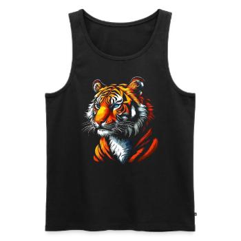 Lustiges Tiger Kunst Tier Natur Wildtier Tiere Zoo - Männer Premium Bio Tank Top - Schwarz - Vorne - Michal (187cm)