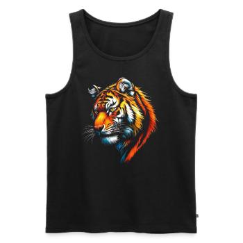 Lustiges Tiger Kunst Tier Natur Wildtier Tiere Zoo - Männer Premium Bio Tank Top - Schwarz - Vorne - Michal (187cm)
