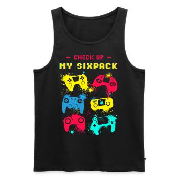 Gamer Gaming Sixpack - Débardeur bio Premium Homme - noir - Devant - Michal (187cm)