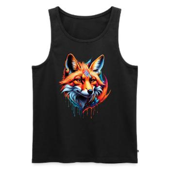 Drôle Renard Renard Art Animal Nature Animaux Animaux Sauvages - Débardeur bio Premium Homme - noir - Devant - Michal (187cm)