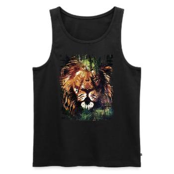Lion Lover Wildlife Safari Art Lion Colorful - Men's Premium Organic Tank Top - black - Front - AI Model Male 178 light (178cm)