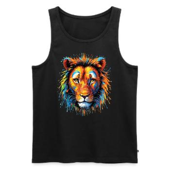 Lion Lover Faune Safari Art Lion Coloré - Débardeur bio Premium Homme - noir - Devant - Michal (187cm)