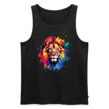 Lion Lover Wildlife Safari Art Lion Colorful - Men's Premium Organic Tank Top - black - Front - AI Model Male 178 light (178cm)