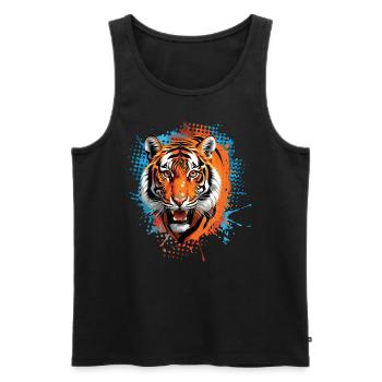 Lustiges Tiger Kunst Tier Natur Wildtier Tiere Zoo - Männer Premium Bio Tank Top - Schwarz - Vorne - Michal (187cm)