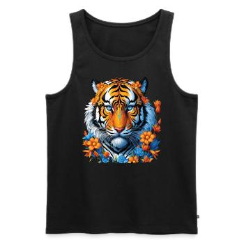 Lustiges Tiger Kunst Tier Natur Wildtier Tiere Zoo - Männer Premium Bio Tank Top - Schwarz - Vorne - Michal (187cm)