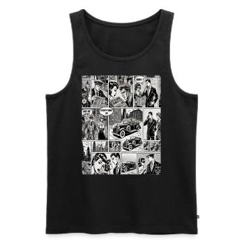 Retro Comic Newspaper Clipping– Vintage Newspaper - Men's Premium Organic Tank Top - black - Front - AI Model Male 178 light (178cm)