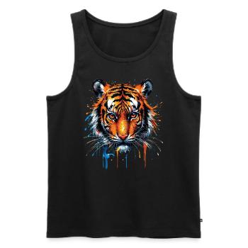 Lustiges Tiger Kunst Tier Natur Wildtier Tiere Zoo - Männer Premium Bio Tank Top - Schwarz - Vorne - Michal (187cm)