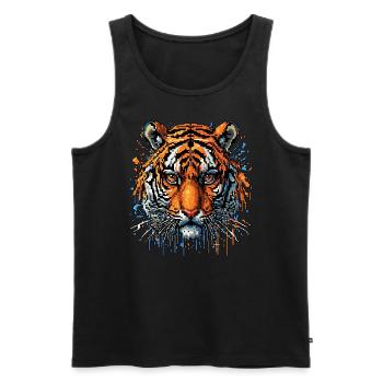 Lustiges Tiger Kunst Tier Natur Wildtier Tiere Zoo - Männer Premium Bio Tank Top - Schwarz - Vorne - Michal (187cm)