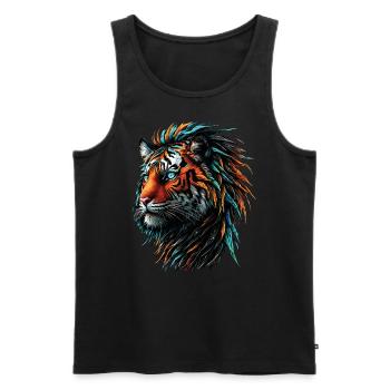 Lustiges Tiger Kunst Tier Natur Wildtier Tiere Zoo - Männer Premium Bio Tank Top - Schwarz - Vorne - Michal (187cm)