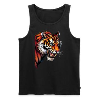 Lustiges Tiger Kunst Tier Natur Wildtier Tiere Zoo - Männer Premium Bio Tank Top - Schwarz - Vorne - Michal (187cm)