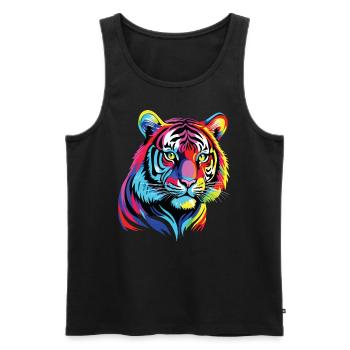 Lustiges Tiger Kunst Tier Natur Wildtier Tiere Zoo - Männer Premium Bio Tank Top - Schwarz - Vorne - Michal (187cm)