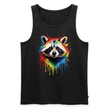 Raccoon Motif Animal Lover Art Artwork - Men's Premium Organic Tank Top - black - Front - Michal (187cm)