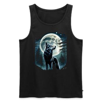 Wolf Liebhaber Wildtier Kunst Wolf Bunt Tier - Männer Premium Bio Tank Top - Schwarz - Vorne - AI Model Male 178 light (178cm)
