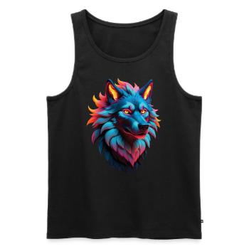 Wolf Liebhaber Wildtier Kunst Wolf Bunt Tier - Männer Premium Bio Tank Top - Schwarz - Vorne - AI Model Male 178 light (178cm)
