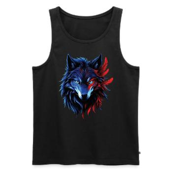 Wolf Liebhaber Wildtier Kunst Wolf Bunt Tier - Männer Premium Bio Tank Top - Schwarz - Vorne - AI Model Male 178 light (178cm)