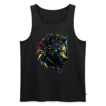 Wolf Lover Wild Animal Art Wolf Colorful Animal - Men's Premium Organic Tank Top - black - Front - AI Model Male 178 light (178cm)
