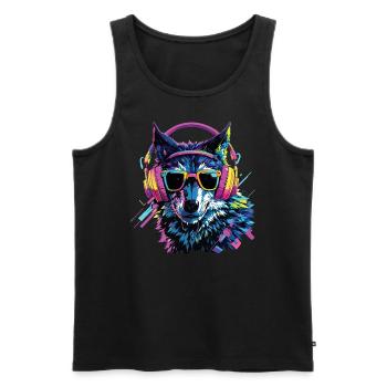 Wolf Liebhaber Wildtier Kunst Wolf Bunt Tier - Männer Premium Bio Tank Top - Schwarz - Vorne - AI Model Male 178 light (178cm)