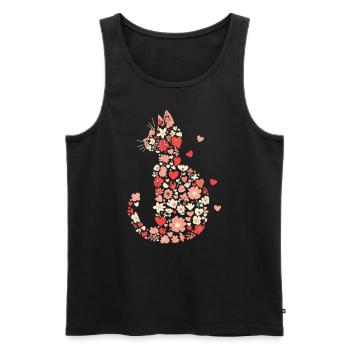 Blumen Katze für Katzen Besitzer und Valentinstag - Männer Premium Bio Tank Top - Schwarz - Vorne - AI Model Male 178 light (178cm)