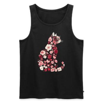 Blumen Katze für Katzen Besitzer und Valentinstag - Männer Premium Bio Tank Top - Schwarz - Vorne - AI Model Male 178 light (178cm)