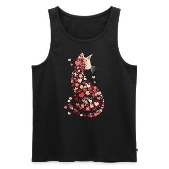 Blumen Katze für Katzen Besitzer und Valentinstag - Männer Premium Bio Tank Top - Schwarz - Vorne - AI Model Male 178 light (178cm)
