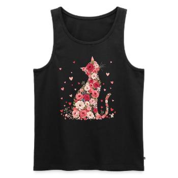 Blumen Katze für Katzen Besitzer und Valentinstag - Männer Premium Bio Tank Top - Schwarz - Vorne - AI Model Male 178 light (178cm)