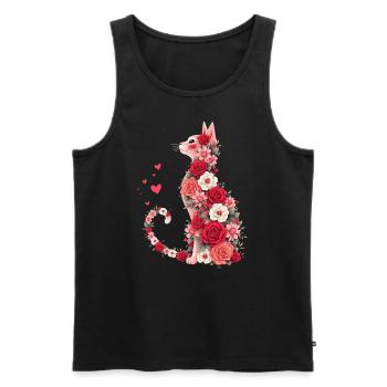 Blumen Katze für Katzen Besitzer und Valentinstag - Männer Premium Bio Tank Top - Schwarz - Vorne - AI Model Male 178 light (178cm)